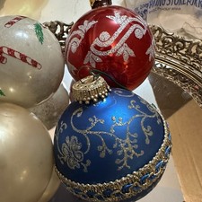 Vintage Handpainted Christmas Ornaments Balls Lot of 7 Cottage Core Decor picture