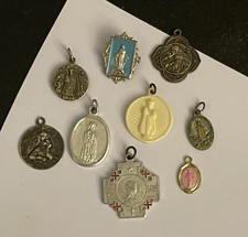 VINTAGE  &  ANTIQUE  HOLY  MEDALS ASSORTED  ENSEMBLE  (8) TOTAL And 1 PIN picture
