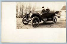 c1910's Woman Driving Car House Scene Dirt Road RPPC Photo Antique Postcard picture
