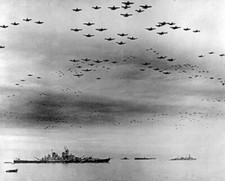 Navy Carrier Planes fly over Allied Ships Surrender Ceremony 8X10 WWII Photo 89a picture