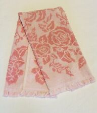 Vintage Callaway Pink Roses Fringe Hand Towel 27”Label Of Luxury Reversible MCM picture