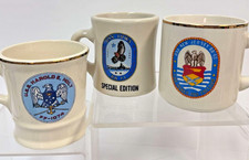 3 Vintage Navy Ship Mug USS Iowa BB-61 Special Edition, New Jersey & Harold Holt picture