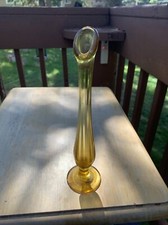 VTG Gold Bud Vase 9 1/2” W/Chip On Base picture