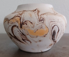 Nemadji Clay Pottery Vase Different Shades Of Orange & Brown Swirl 5.25