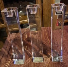3- Nambe Award Winning Full Lead Crystal Candle Holders “Kissing Candle Sticks” picture