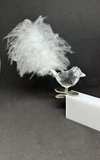 Swarovski Crystal Winter Bird Clip Ornament w/ Feather #0946477 New In Box picture