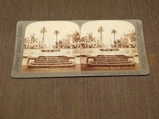 VINTAGE STEREOVIEW STEREOSCOPE CARD PLAZA  ALFONSO XIII JEREZ SPAIN 1902 picture
