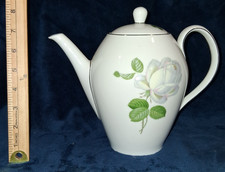 Johann Haviland Bavaria White Rose Teapot Lid Platinum Trim German China 1.57lb picture