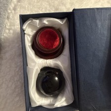 CHENGU 2 Pieces Obsidian Crystal Ball Set with Wooden Stand 80 mm and 20 mm Clea picture