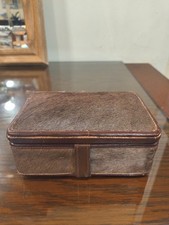 ✨Vintage German fur-lined leather Trinket /Jewelry box Antique Handmade picture