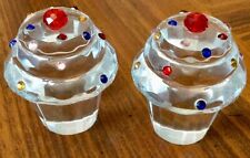2 SIMON DESIGNS SD Crystal Cupcake Paperweight with RED Cherry on Top 2