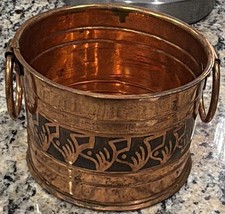 Vintage Signed Palombaro Art Co Copper Planter Cachepot Pot Pre-Columbian Tribal picture