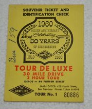 The Gray Line Bus Souvenir Ticket 1960 San Fransisco Tour De Luxe 50 Year Annive picture