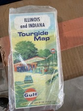 NOS PACKAGE OF Gulf Illinois & Indiana Tourguide Map -  Road Travel Guide (1972) picture