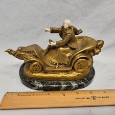 BH Outstanding Rare 1903 Bronze & Ivory Sculpture By Somme Automobilia picture