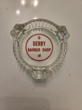 Vintage Derby Barber Shop Glass Ashtray Advertising Collectible picture
