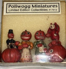 VINTAGE POLIWOGGS HALLOWEEN  AMERICAN FOLK ART  4 PC PUMPKINS picture