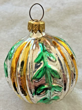 Vintage West Germany Glass Ball W/Leaf Design Ornament-West Germany-2