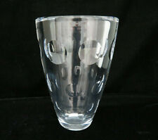 Mid Century Modern Heavy Cut Clear Crystal Flower Vase ~ 7