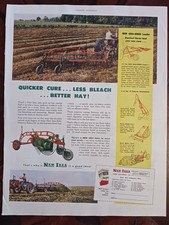 1952 New Idea Farm Equipment Hay Rake & United States Rubber Company Vintage Ads picture