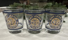 3-Vintage United States Navy League Cocktail Glasses 75th Ann. picture