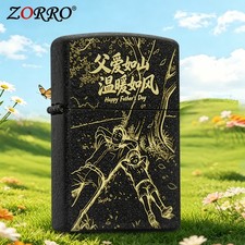 ZORRO Black Sand Finish Deep Engraved Kerosene Lighter, Fatherly Love Theme picture