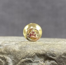 Vintage 14K  Royal Arch Triple Tau Yellow Gold Masonic Lapel Pin picture