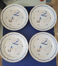 Vintage 1987 Newcor Stoneware COUNTRYSIDE Dinner Plates (4) Geese Blue  C4 picture