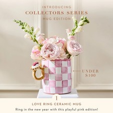 BNWT MacKENZIE CHILDS LIMITED EDITION JANUARY CERAMIC LOVE RING MUG COLLECTORS picture