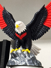 Black Red Eagle Figurine on Rock Base, 3D Printed Painted Plastic 3D Effect picture