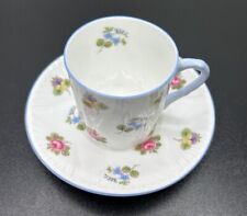 Vintage Shelley Forget Me Not Demitasse Cup & Saucer Floral Scallop Chintz picture
