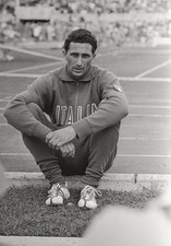 Italian athlete relaxing on the trackside Rome 1960 Historic 1960s Old Photo picture