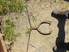 Vtg Antique 2 Man Cast Iron Logging tongs picture