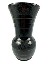 Paden City Black Forrest Ebony Moose Buck Dog Etched Glass 10