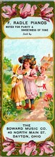 Vintage Adorable Victorian Girls Radle Piano Music Antique Bookmark Dayton, Ohio picture