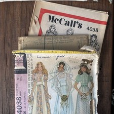 Vintage 70s McCalls Pattern 4038 Bride Bridesmaid Dress Prairie Gunne Sax Dupe picture