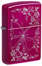 Zippo 47158, Butterfly Design, Candy Raspberry Finish Lighter, NEW picture