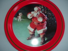 VTG  Metal Coca Cola Santa and Dog Tray When Friends Drop In 1988 Coke 12
