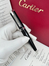 Luxury Cartier Ballpoint Pen Black Silver Metal Executive Writing Pen New picture