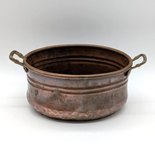 Antique Victorian Copper Cachepot French Style Hand Hammered Oval Parlor Planter picture
