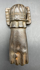 Antique Victorian hand with ring cast iron door knocker Old Architectural picture