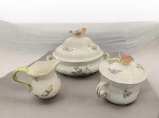 MCM Herend porcelain tea set with bird and mushroom finials, butterfly motifs. picture