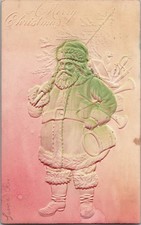 [62Ka] Postcard Embossed Santa Clause Spray Painted picture