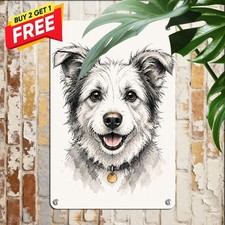 Smiling Puppy Dog Portrait Pet Lover Plaque Retro Metal Tin Sign 8x12 Decor picture