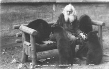 H32/ Harrison Michigan RPPC Postcard c40s Spikehorn Black Bear Den Bench 7 picture