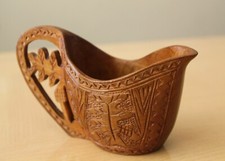 WOW MID CENTURY SCANDINAVIAN ORIG WEDDING CUP HAND CARVED ART DANISH MODERN VTG picture
