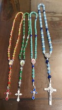 DIY Rosary Necklace Supplies 60PCS Cross Medal Charms Religious Craft Set New US picture