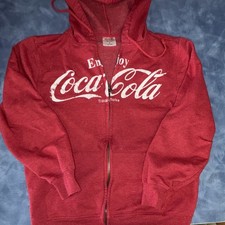 VTG Coca-Cola Red Full Zip Hoodie Sweatshirt w/ Enjoy Coca-Cola Logo size M picture