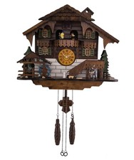 Handcrafted Black Forest Cuckoo Clock Wood Chopper Quartz German Design Musical picture