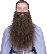 FantaLook 45cm Long Fake Beard Costume for Halloween, Wizard free size, Brown picture